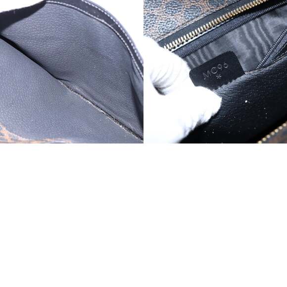 CELINE Macadam Canvas Hand Bag Pvc Leather Black Gold - Picture 13 of 13